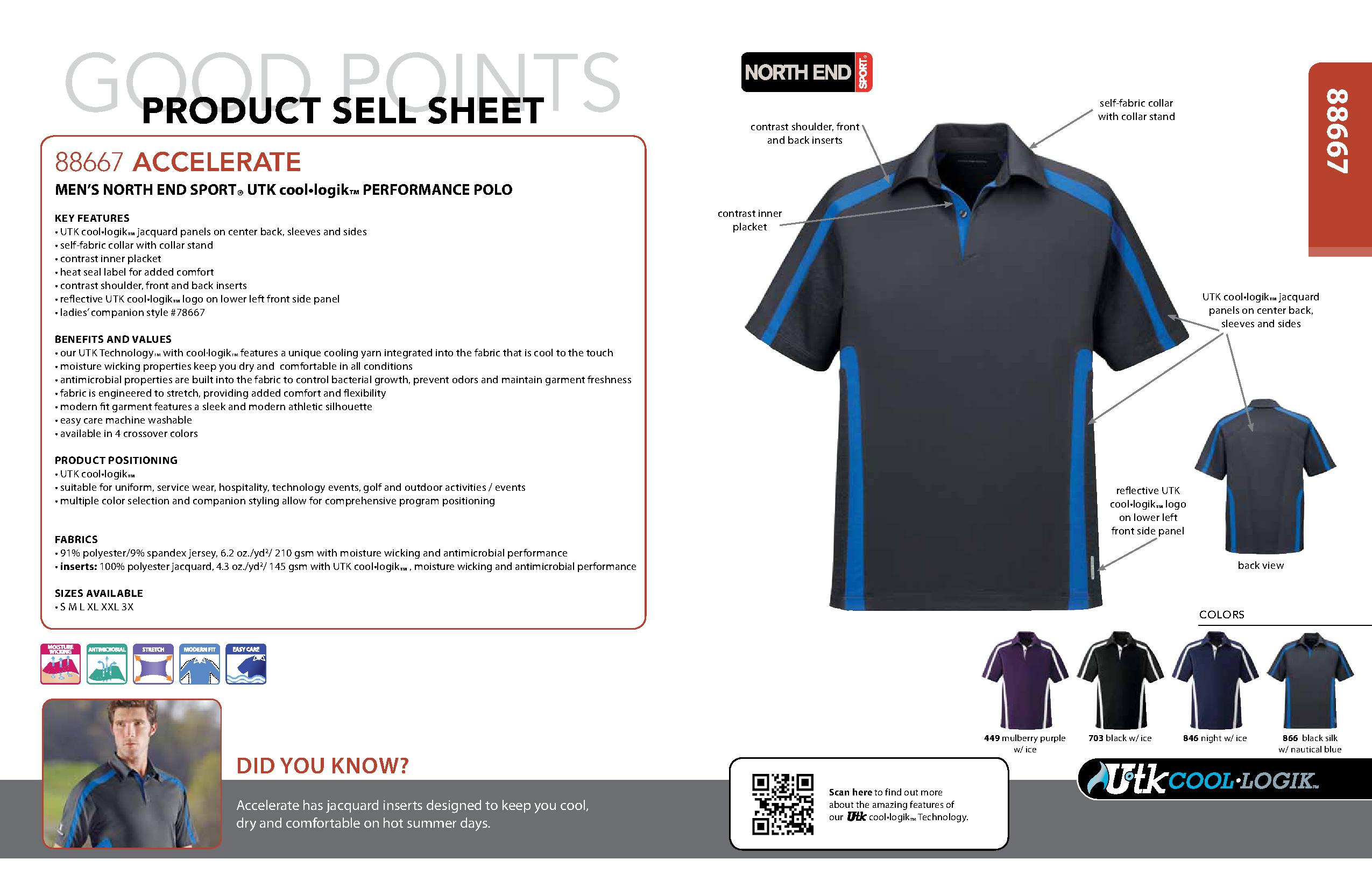 Ash City Performance 88667 - Accelerate Men's UTK cool.logik Performance Polo