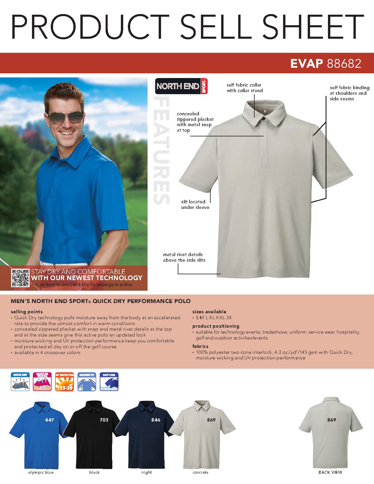 Ash City Performance 88682 - Evap Men's Quick Dry Performance Polo