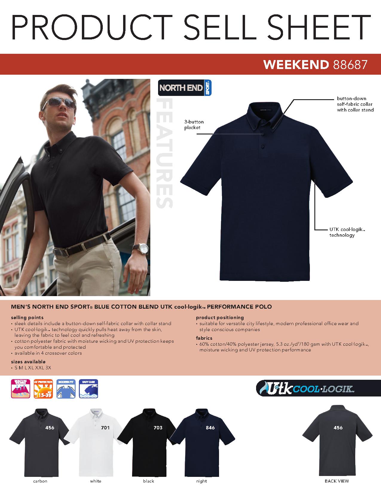 Ash City Performance 88687 - Weekend Men's Cotton Blend UTK cool.logik Performance Polo