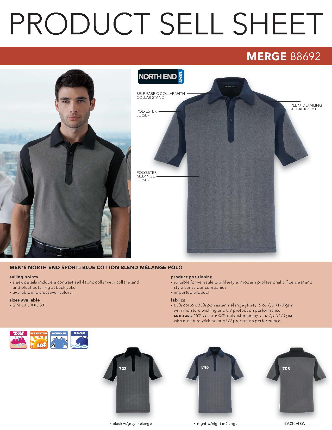 Ash City Performance 88692 - Merge Cotton Blend Melange Polo