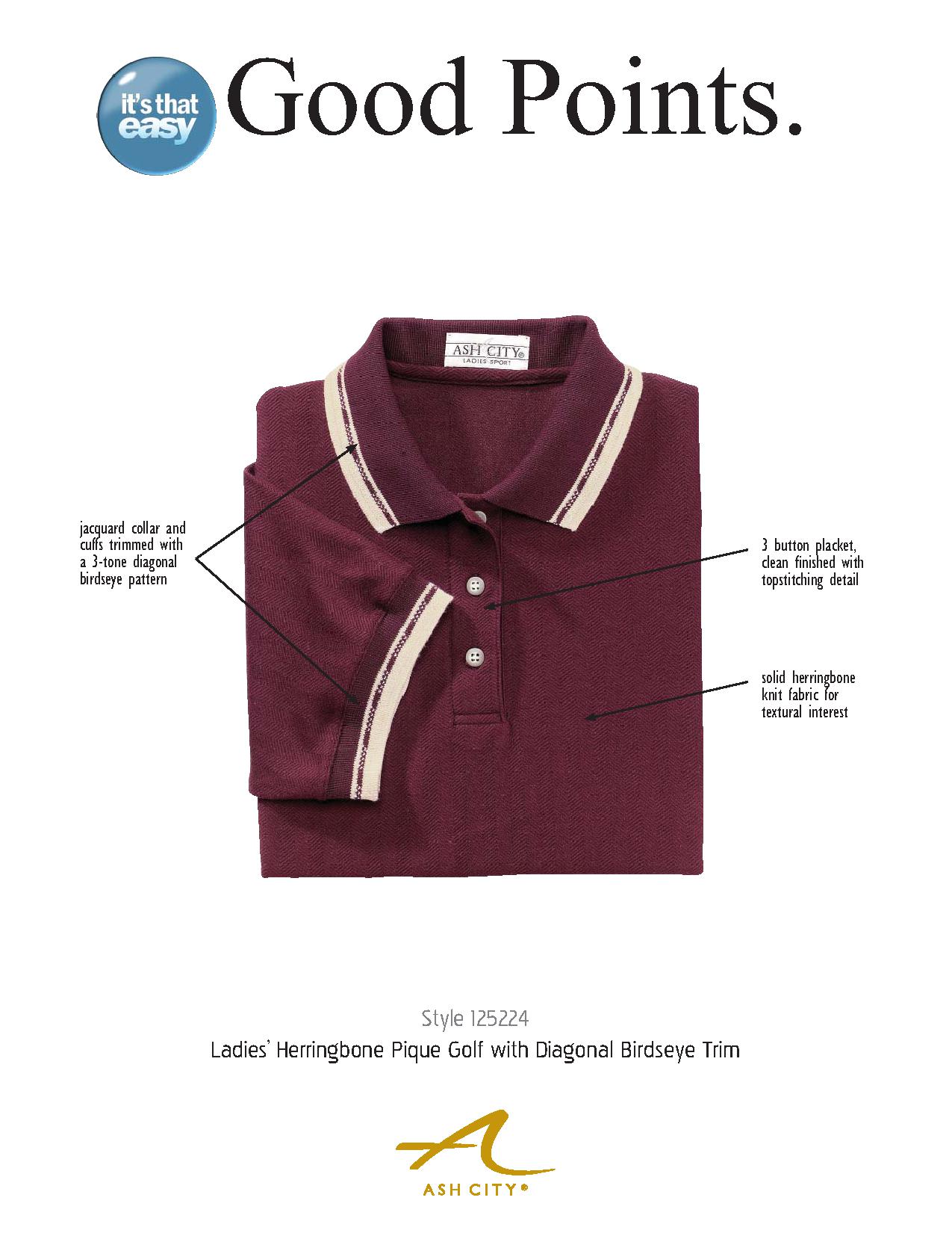 Ash City Pique 125224 - Ladies' Herringbone Pique Polo With Jacquard Trim