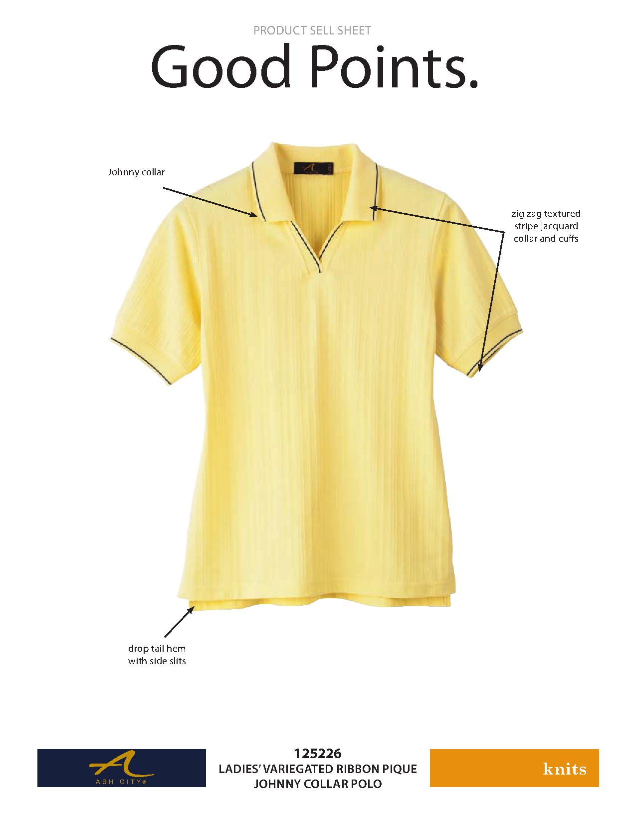 Ash City Pique 125226 - Ladies' Variegated Ribbon Pique Johnny Collar Polo