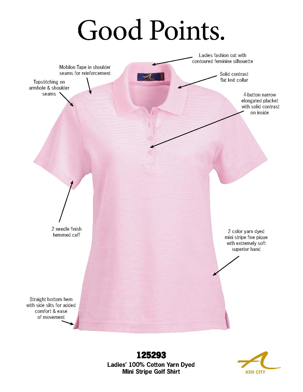 Ash City Pique 125293 - Ladies' Cotton Mini Stripe Polo