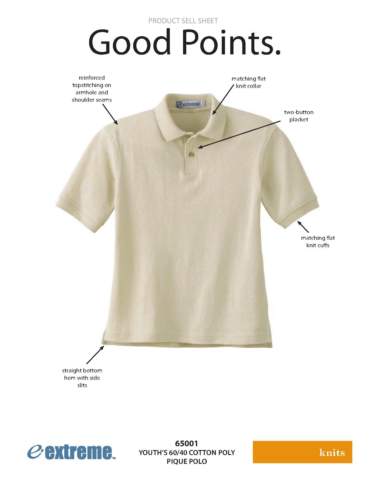 Ash City Pique 65001 - Youth 60/40 Cotton Poly Pique Polo