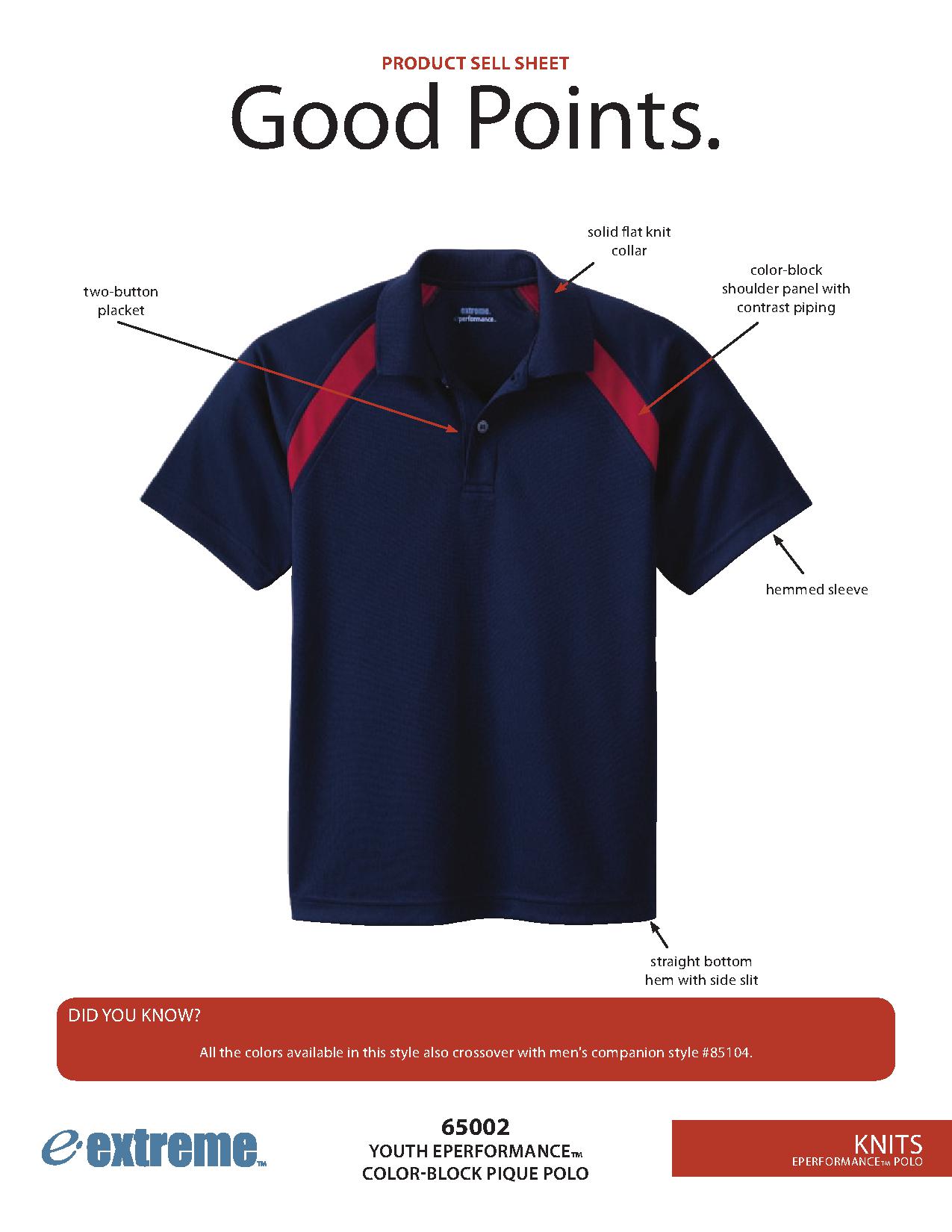 Ash City Pique 65002 - Youth Eperformance Color-Block Pique Polo