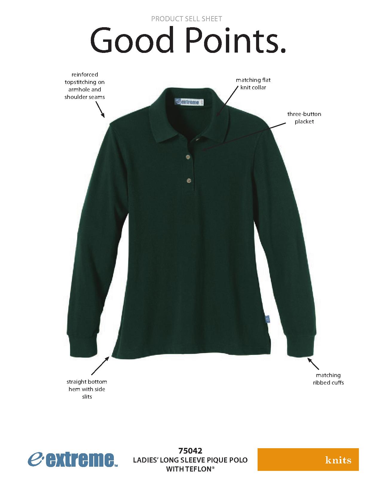 Ash City Pique 75042 - Ladies' Long Sleeve Extreme Pique Polo With Teflon