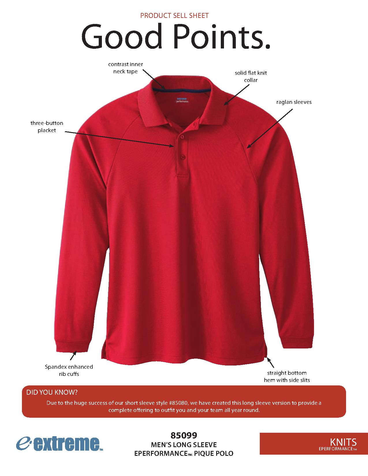 Ash City Pique 85099 - Men's Long Sleeve Eperformance Pique Polo