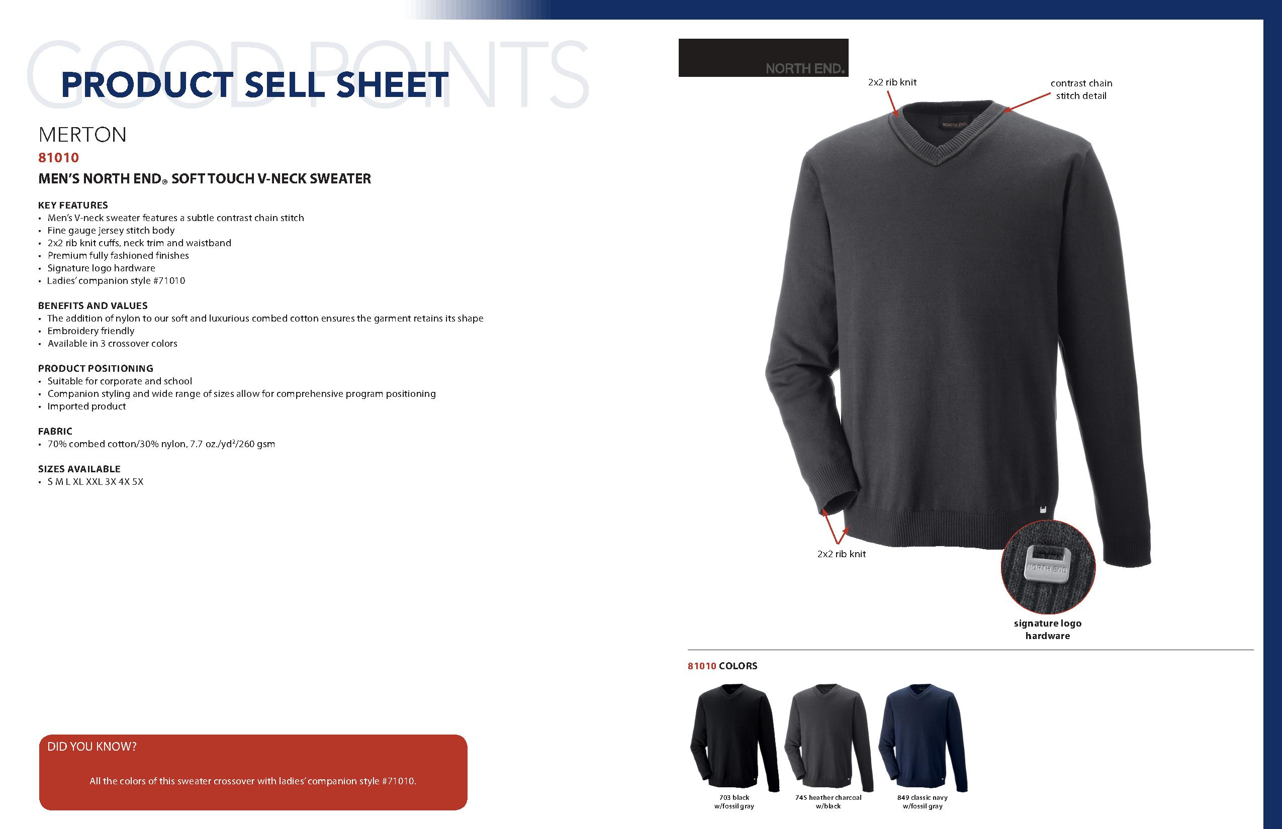 Ash City Sweaters 81010 - Merton Men's Soft Touch V-Neck Sweater