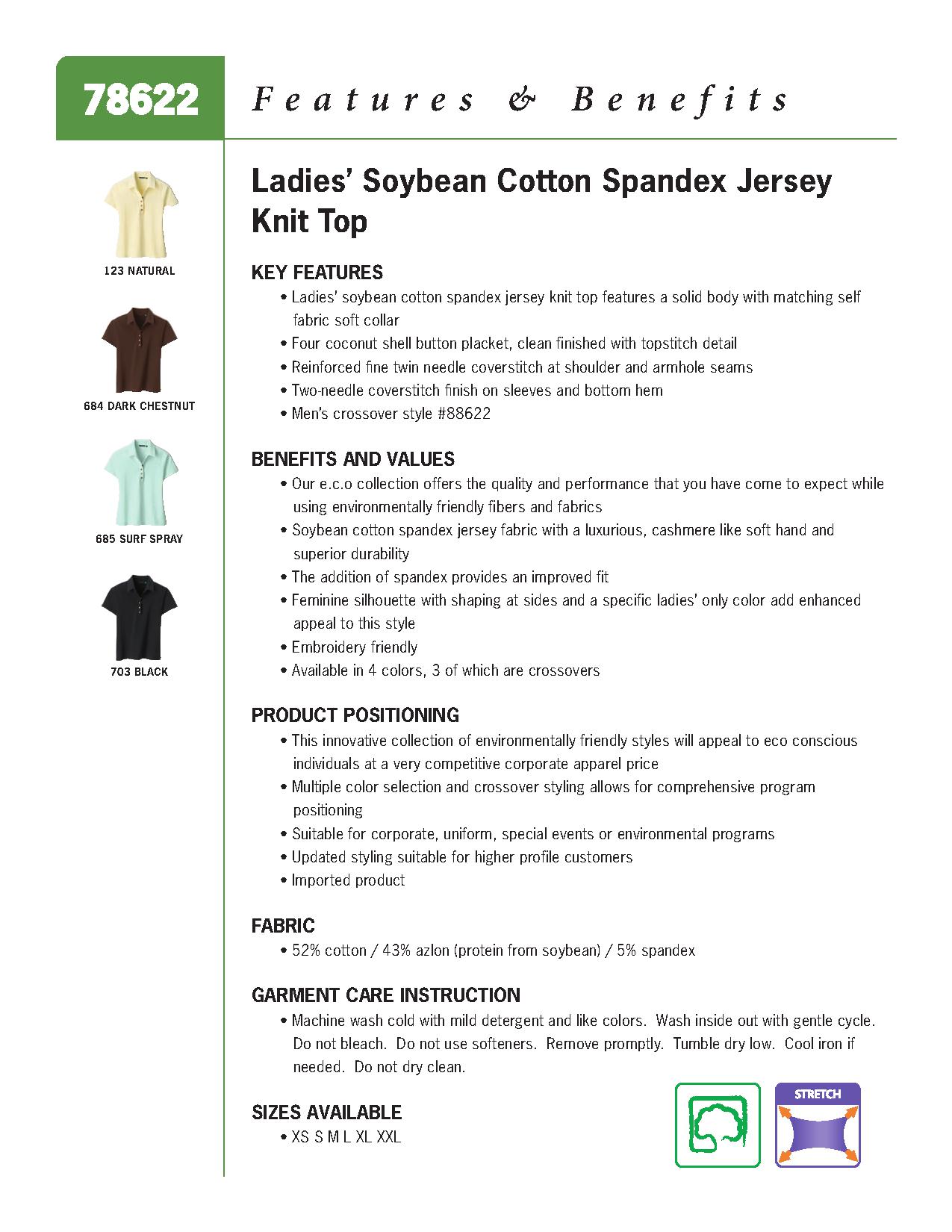 Ash City e.c.o Knits 78622 - Ladies' Soybean Cotton Spandex Jersy Polo