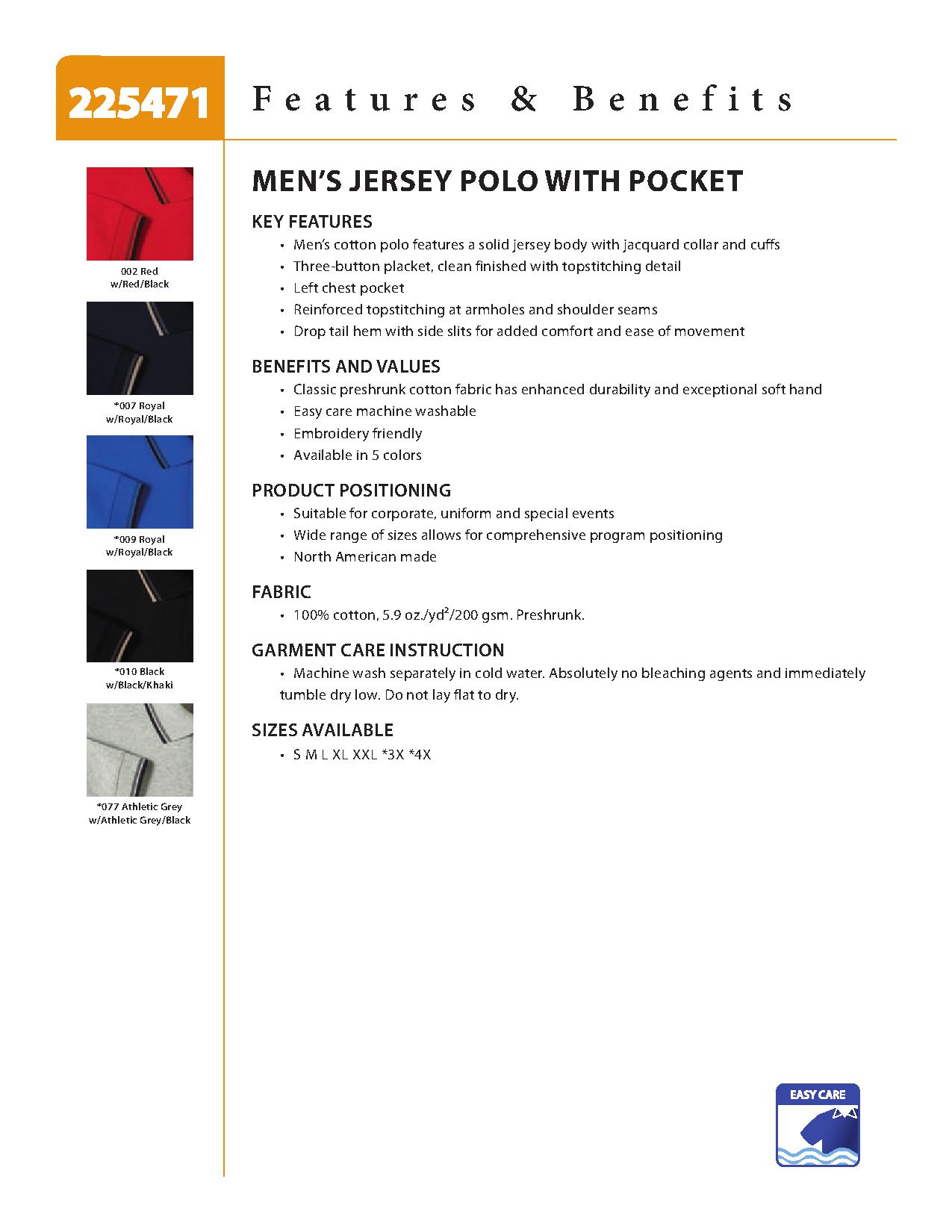 Ash City Jersey 225471 - Men's Jersey Polo With Pocket