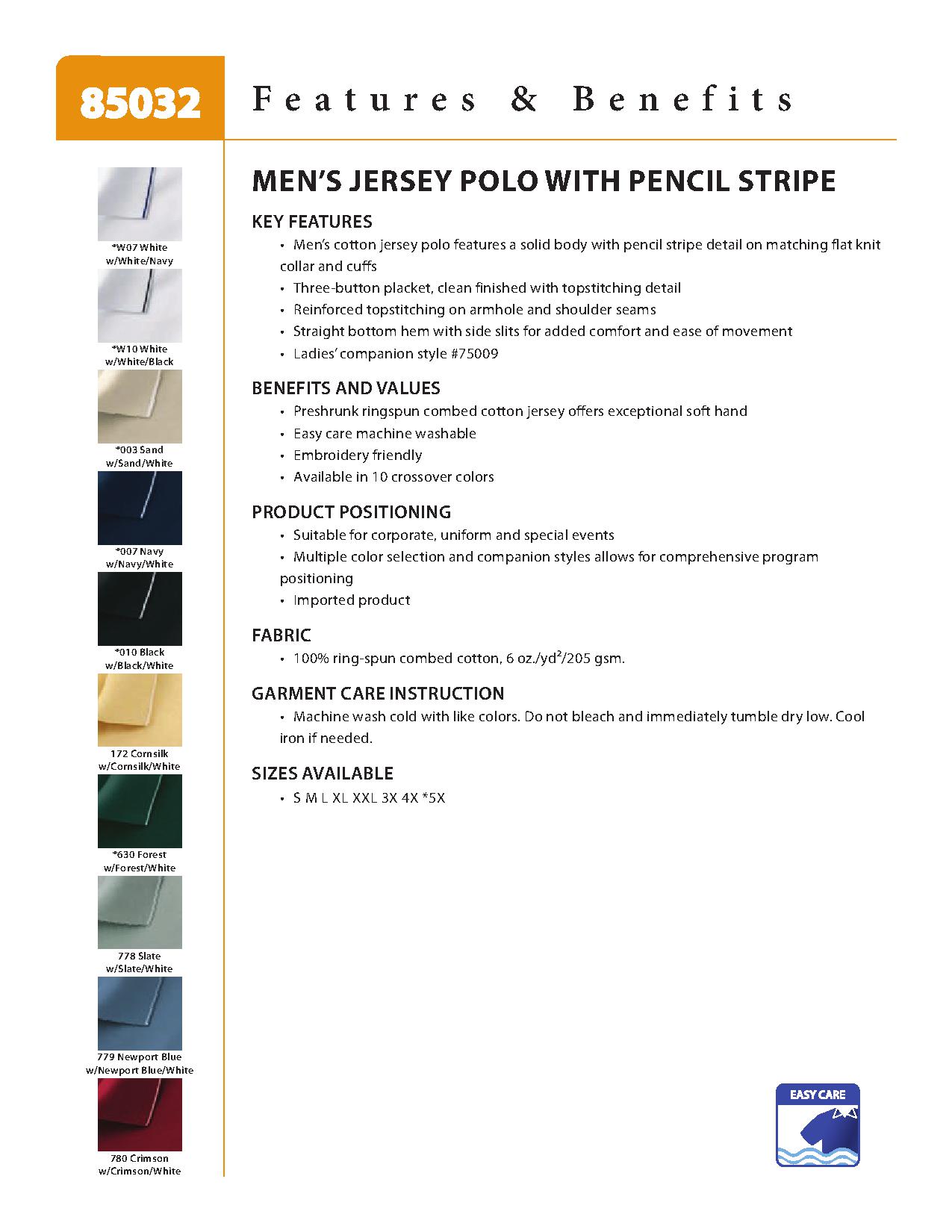 Ash City Jersey 85032 - Men's Jersey Polo With Pencil Stripe