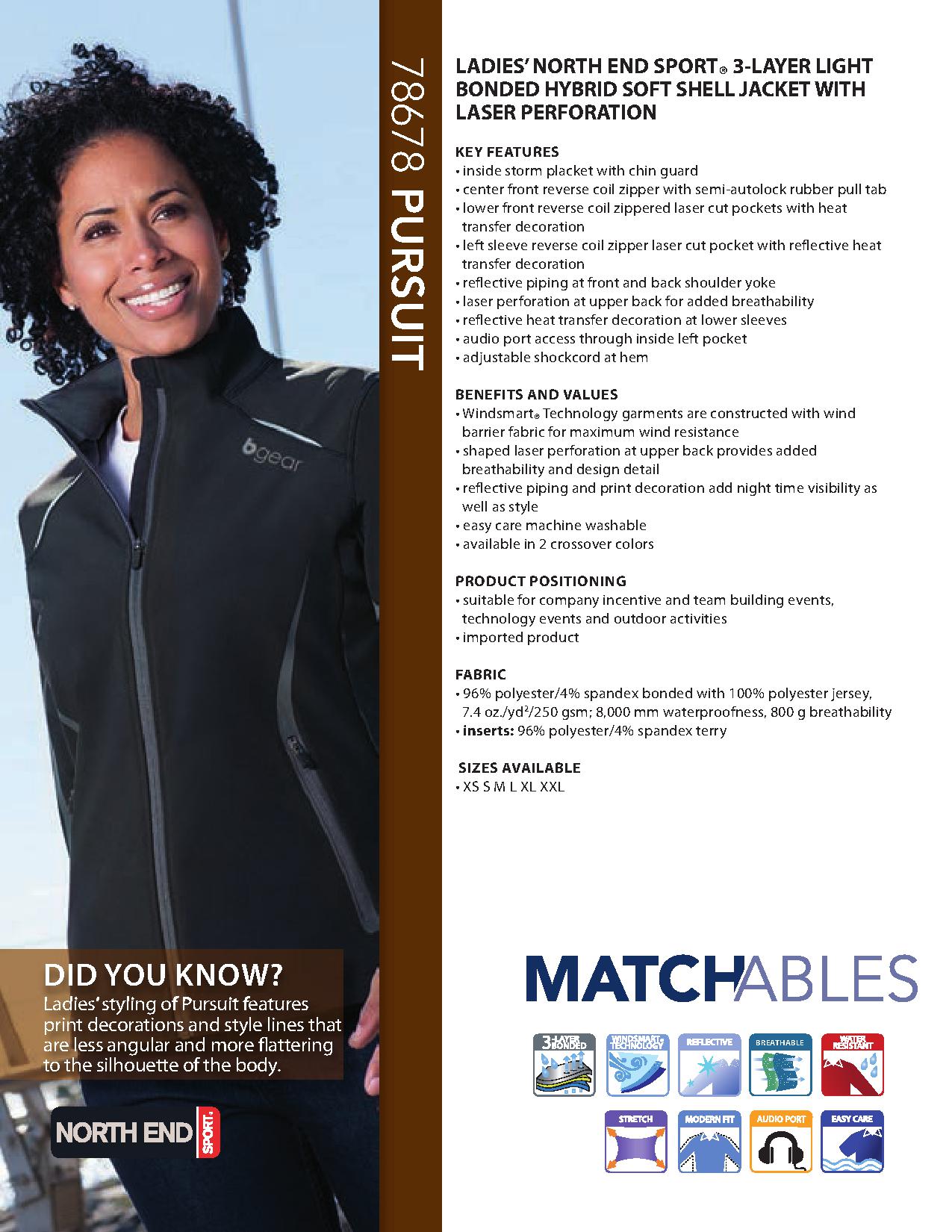 Ash City Light Bonded Jackets 78678 - Pursuit Ladies' 3-Layer Light Bonded Hybird Soft Shell Jacket With Laser Perforation