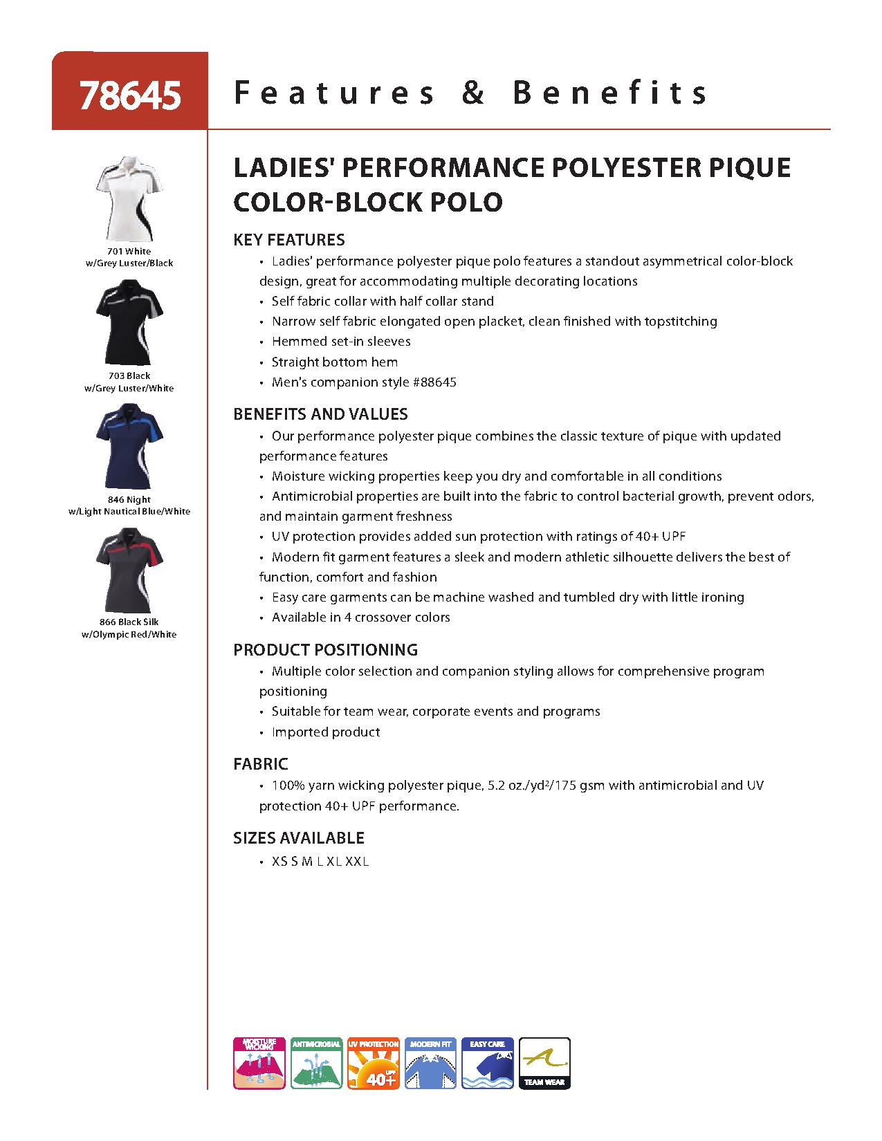 Ash City Performance 78645 - Impact Ladies' Performance Polyester Pique Color-Block Polo
