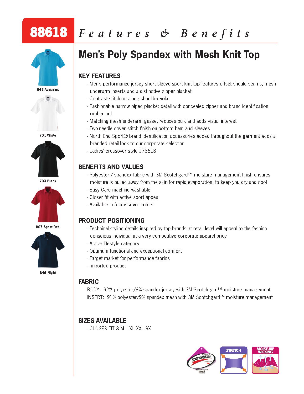 Ash City Performance 88618 - Men's Poly Spandex Polo With Mesh