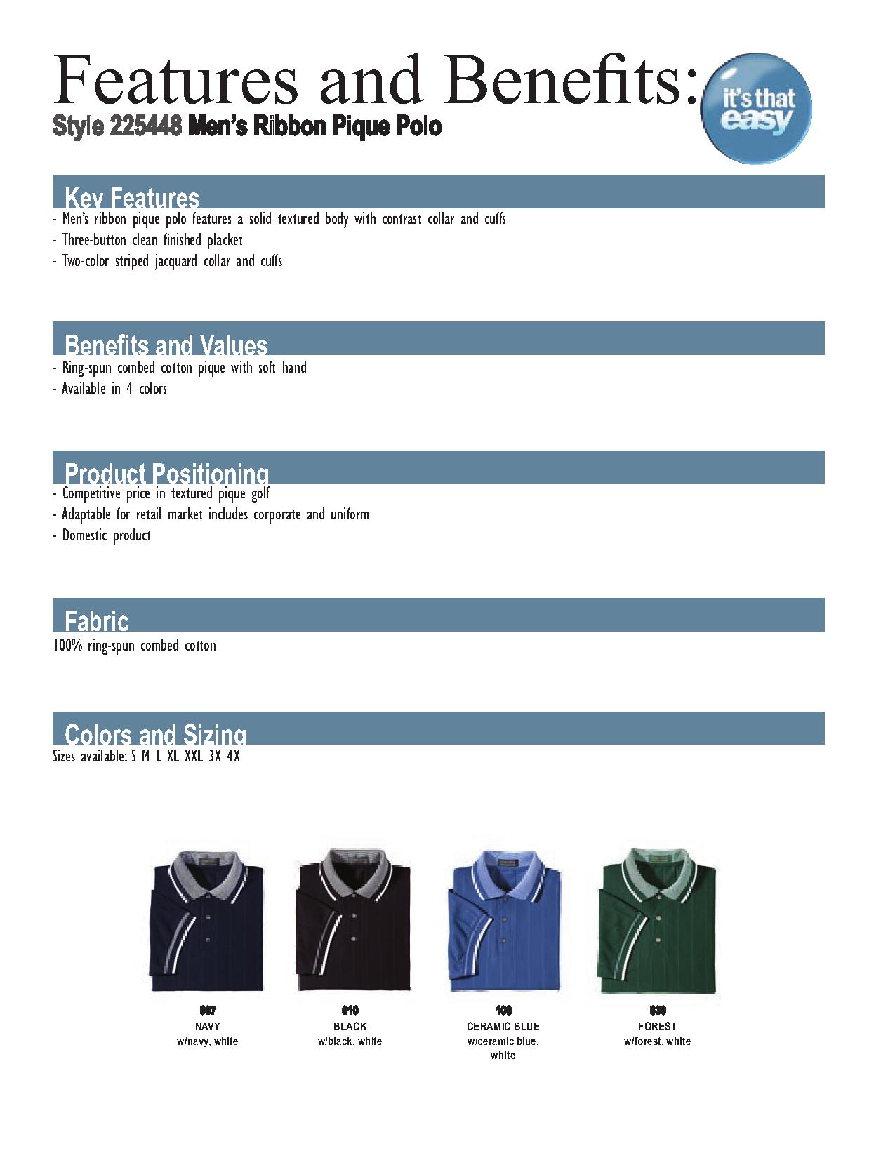 Ash City Pique 225448 - Men's Ribbon Pique Polo