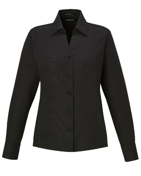 Ash City Wrinkle Free 78688 - Iconic Ladies' Wrinkle Free 2-Ply 80's Cotton Checkered Dobby Twill Taped Shirt