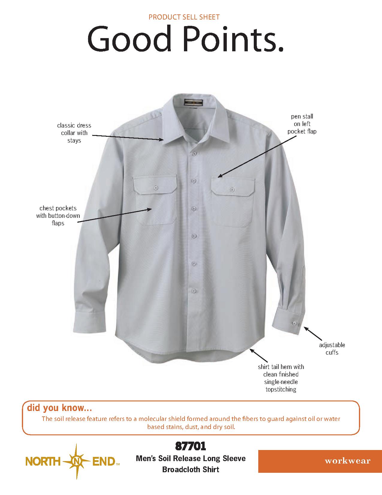 Ash City 87701 55004 - Men's Soil Release Long Sleeve Broadcloth Shirt