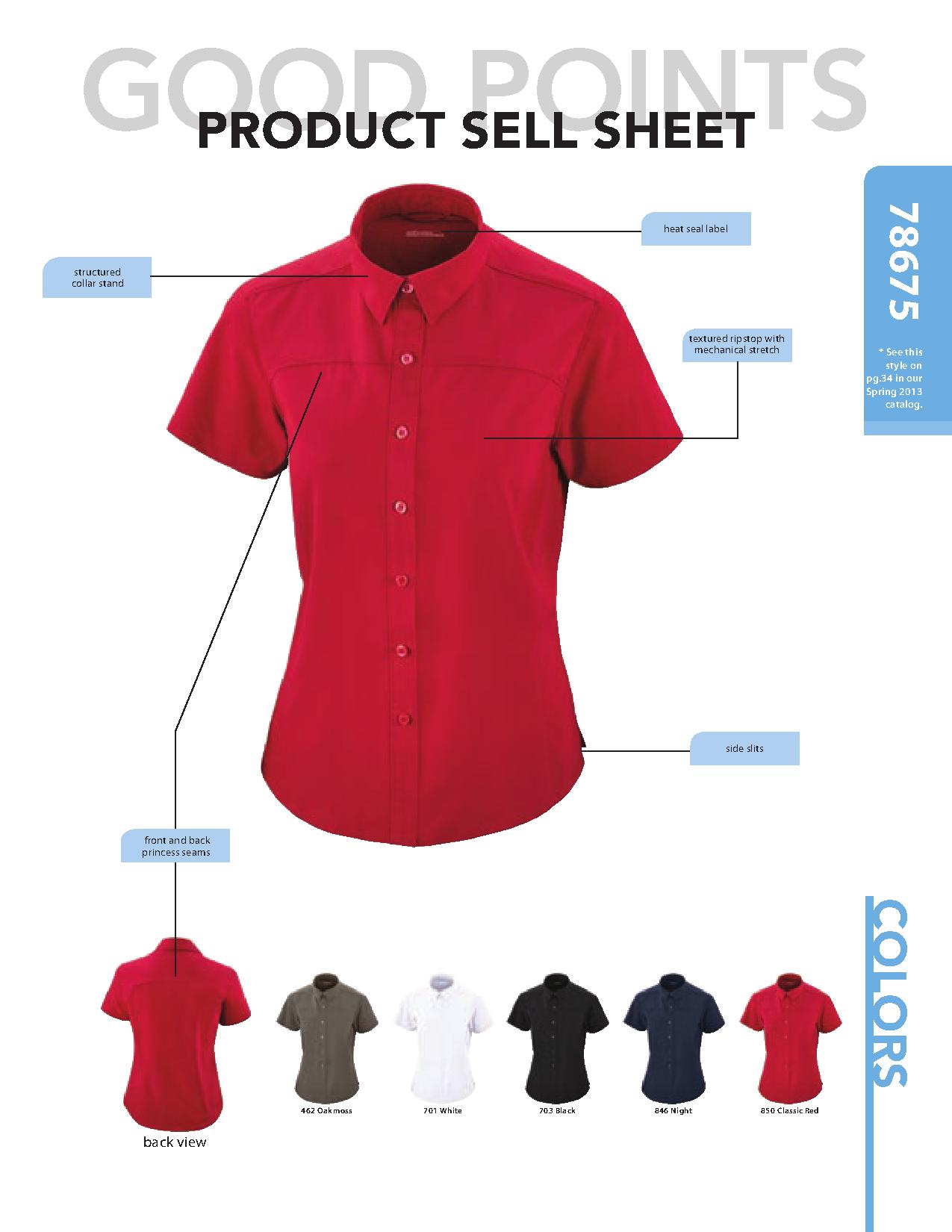 Ash City e.c.o Wovens 78675 - Charge Ladies' Recycled Polyester Performance Short Sleeve Shirt
