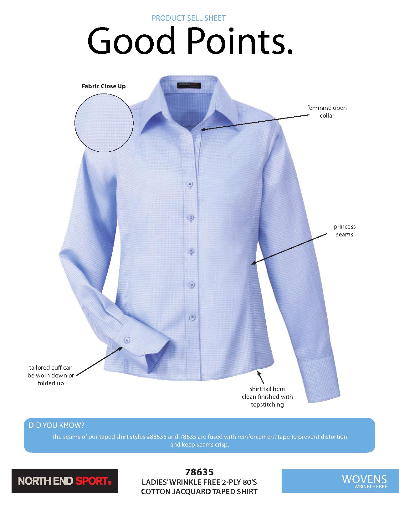 Ash City Easy care 78635 - Legacy Ladies' Wrinkle Free 2-Ply 80's Cotton Jacquard Taped Shirt