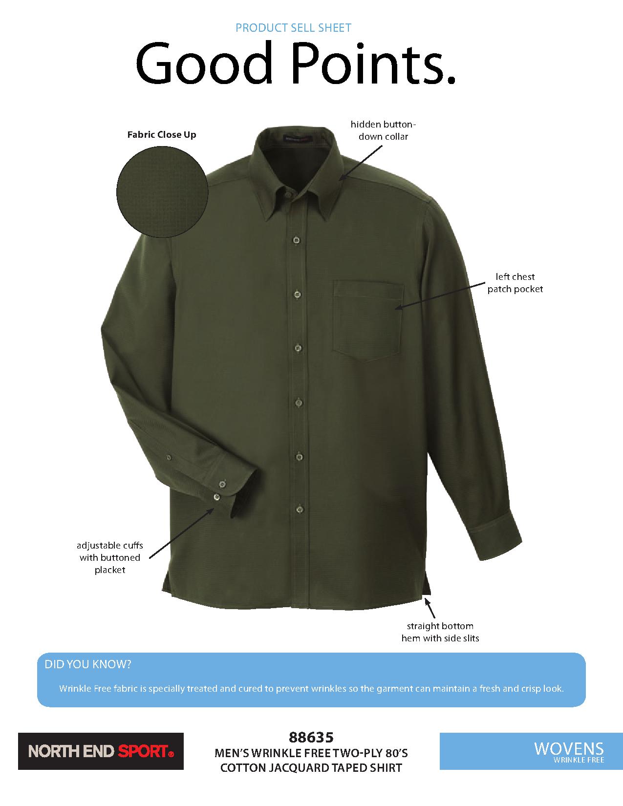 Ash City Easy care 88635 - Legacy Men's Wrinkle Free 2-Ply 80's Cotton Jacquard Taped Shirt