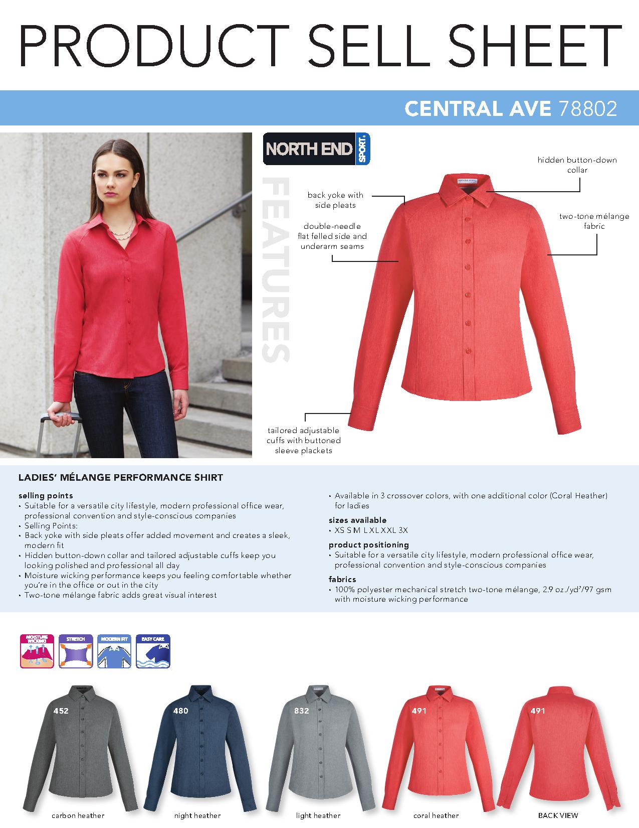 Ash City Performance 78802 - Central Ave Ladies' Melance Performance Shirt