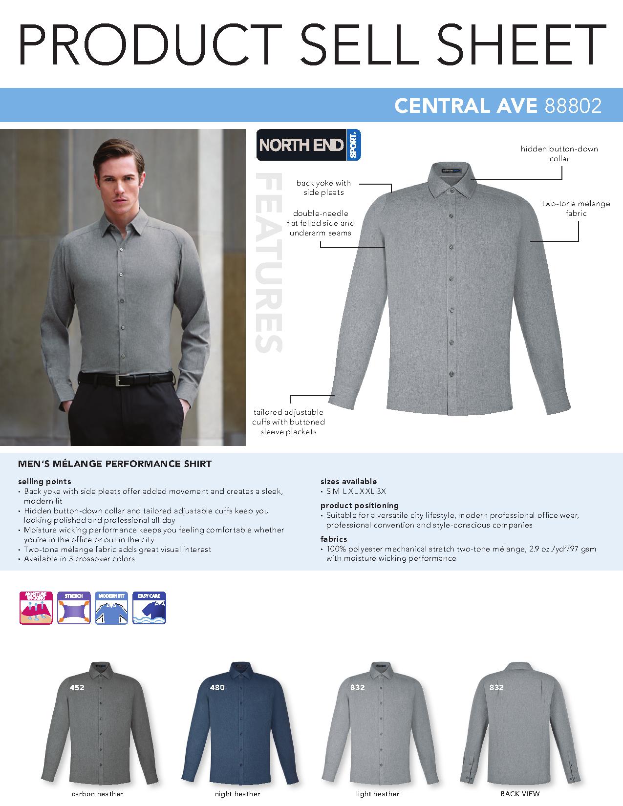 Ash City Performance 88802 - Central Ave Men's Melance Performance Shirt