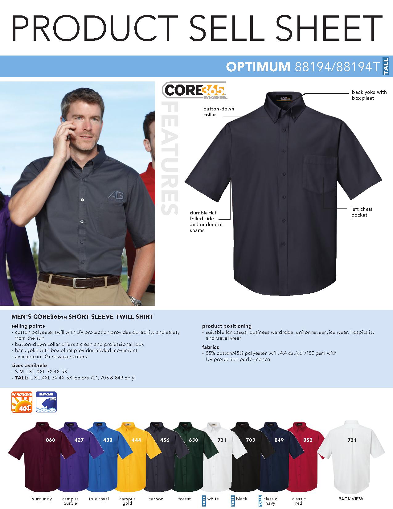 Ash City Twill 88194 - Operate Core365 Men's Short Sleeve Twill Shirt