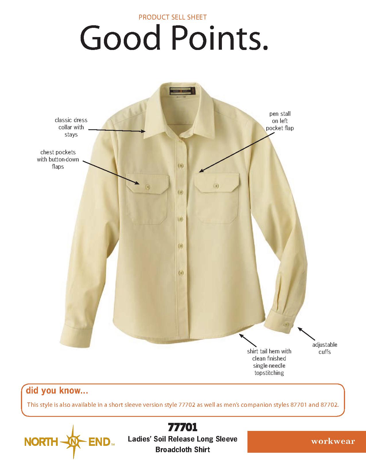 Ash City Uniform Shirts 77701 - Ladies' Soil Release Long Sleeve Broadcloth Shirt