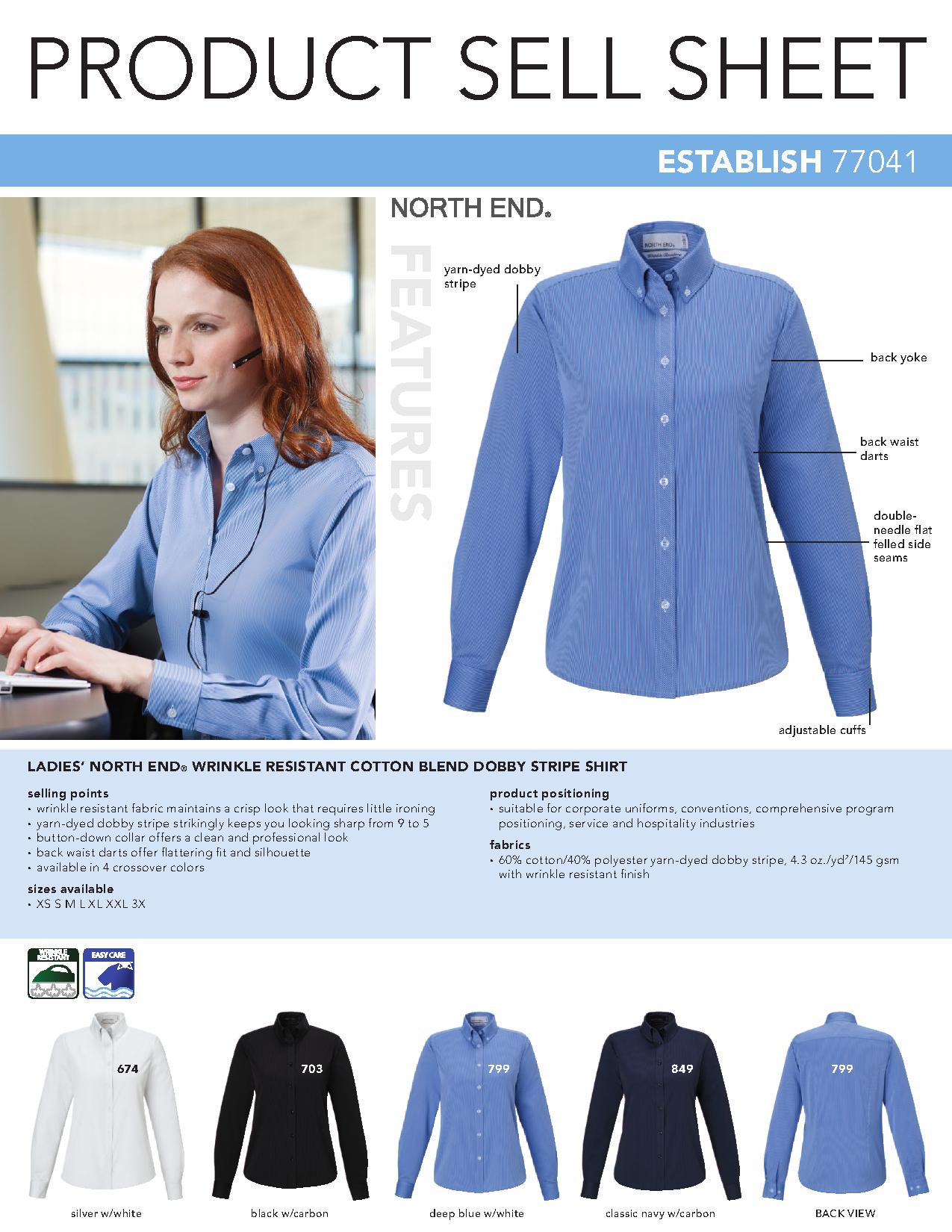 Ash City Wrinkle Free 77041 - Establish North End Wrinkle Resistant Cotton Blend Dobby Striped Shirt