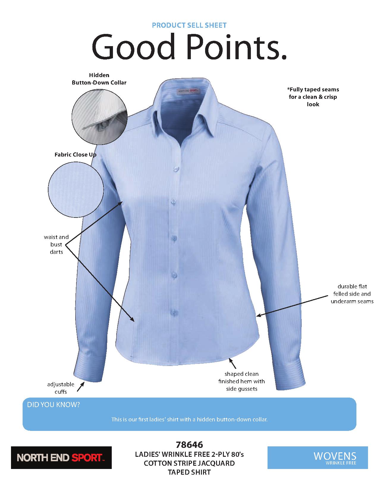 Ash City Wrinkle Free 78646 - Ladies' Wrinkle Free 2-Ply 80's Cotton Stripe Jacquard Taped Shirt