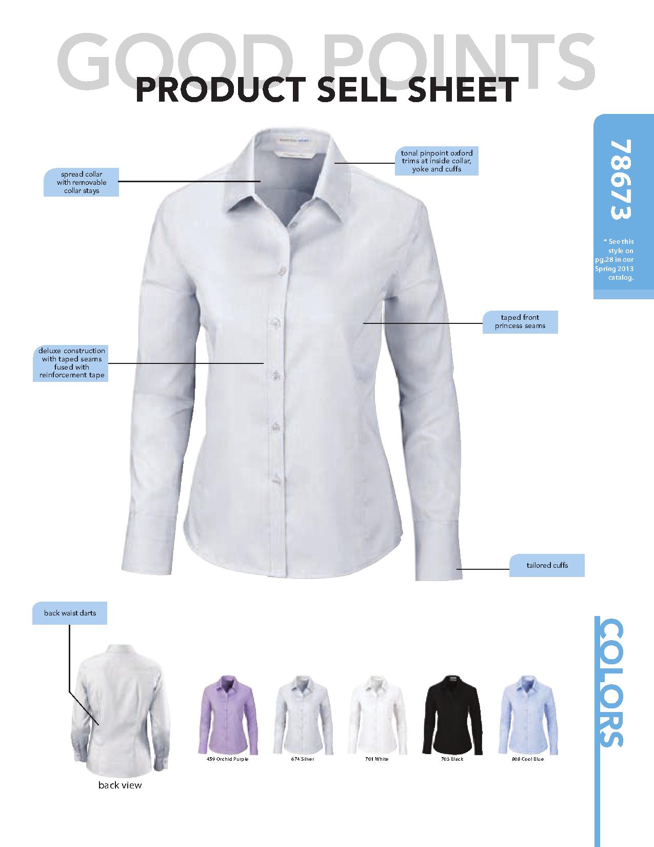 Ash City Wrinkle Free 78673 - Boulevard Ladies' Wrinkle Free 2-Ply 80's Cotton Dobby Taped Shirt With Oxford Trim