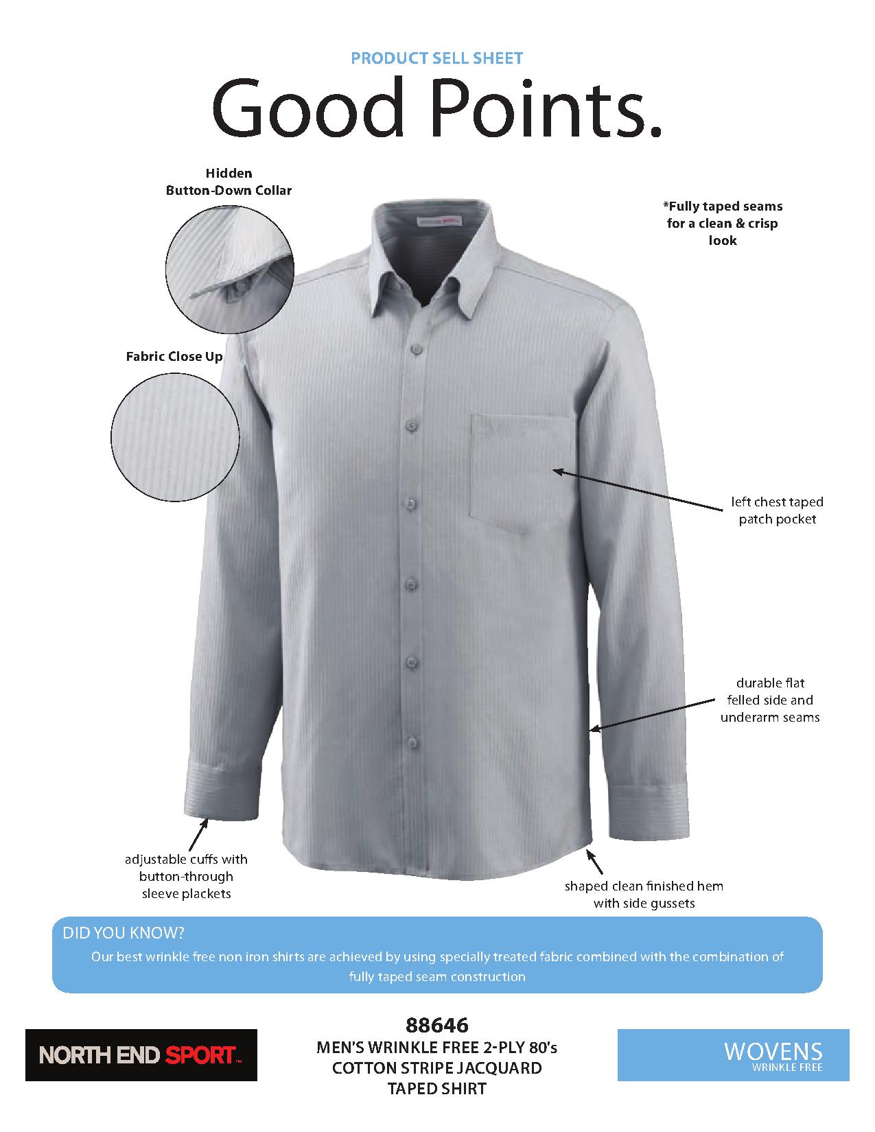 Ash City Wrinkle Free 88646 - Men's Wrinkle Free 2-Ply 80's Cotton Stripe Jacquard Taped Shirt