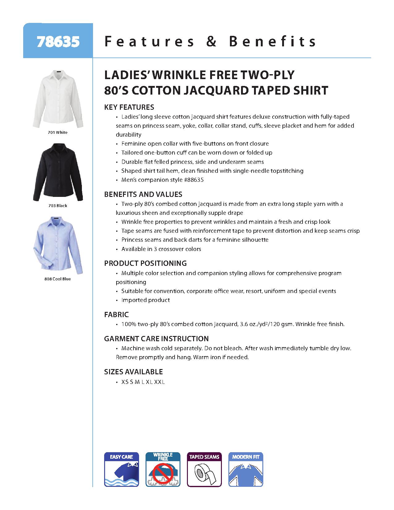 Ash City Easy care 78635 - Legacy Ladies' Wrinkle Free 2-Ply 80's Cotton Jacquard Taped Shirt