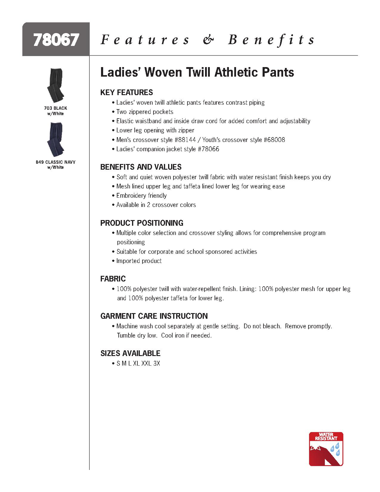 Ash City Lifestyle Athletic Separates 78067 - Ladies' Woven Twill Athletic Pants