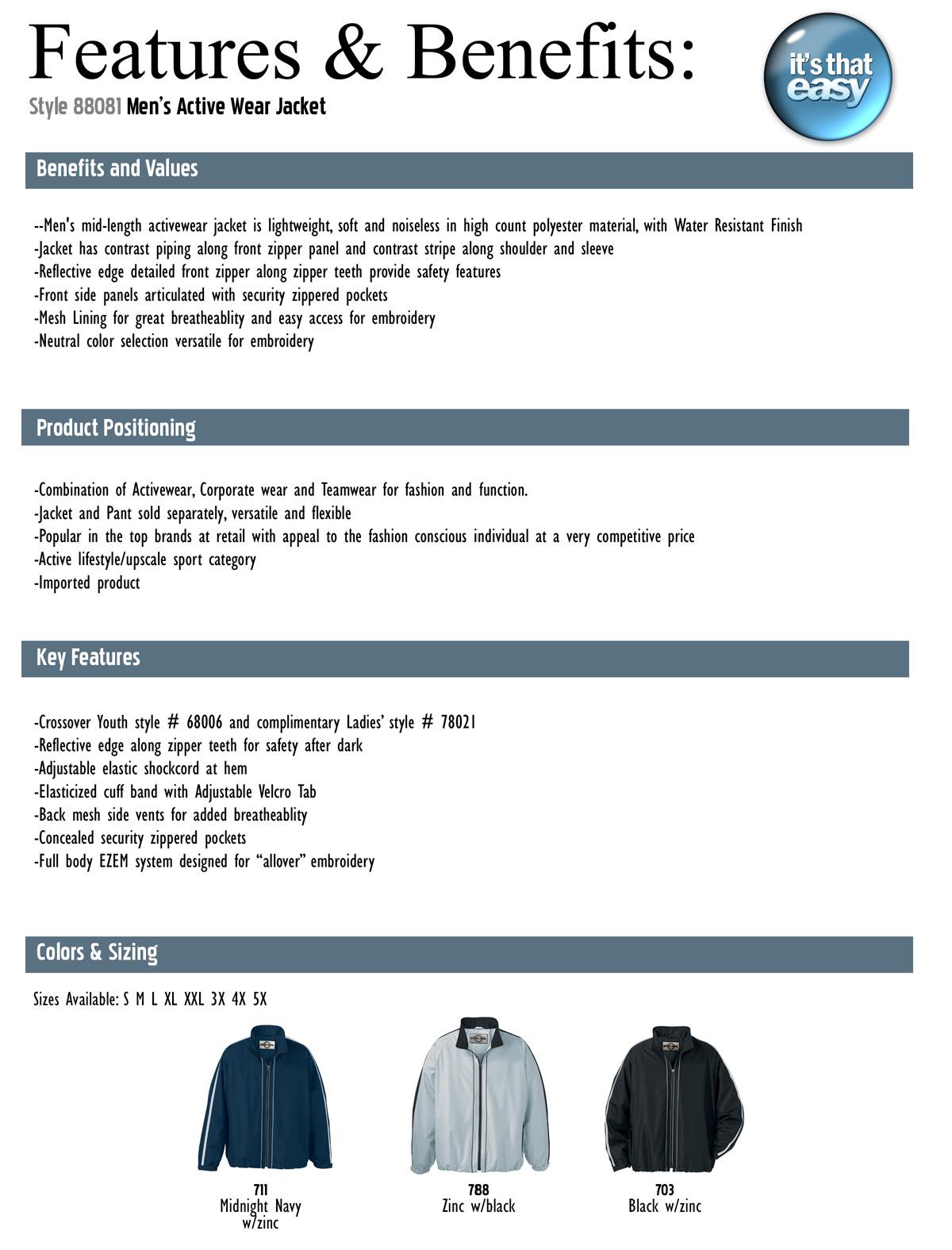 Ash City Lifestyle Athletic Separates 88081 - Men's Active Wear Jacket