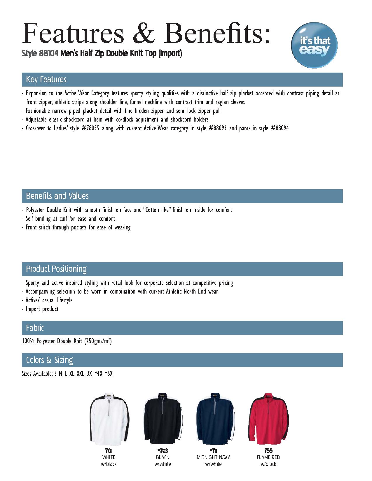 Ash City Lifestyle Athletic Separates 88104 - Men's Half-Zip Double Knit Top