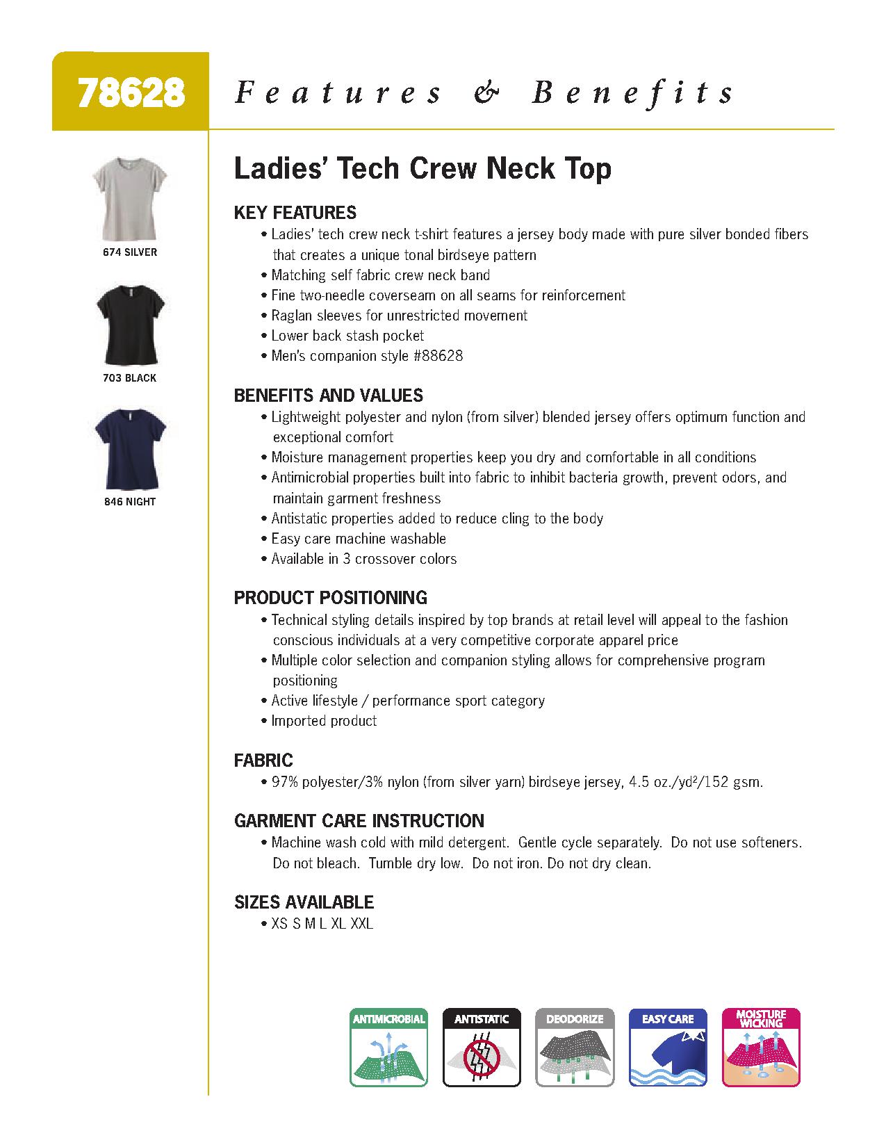 Ash City Lifestyle Performance Tops 78628 - Ladies' Tech Crew Neck Top