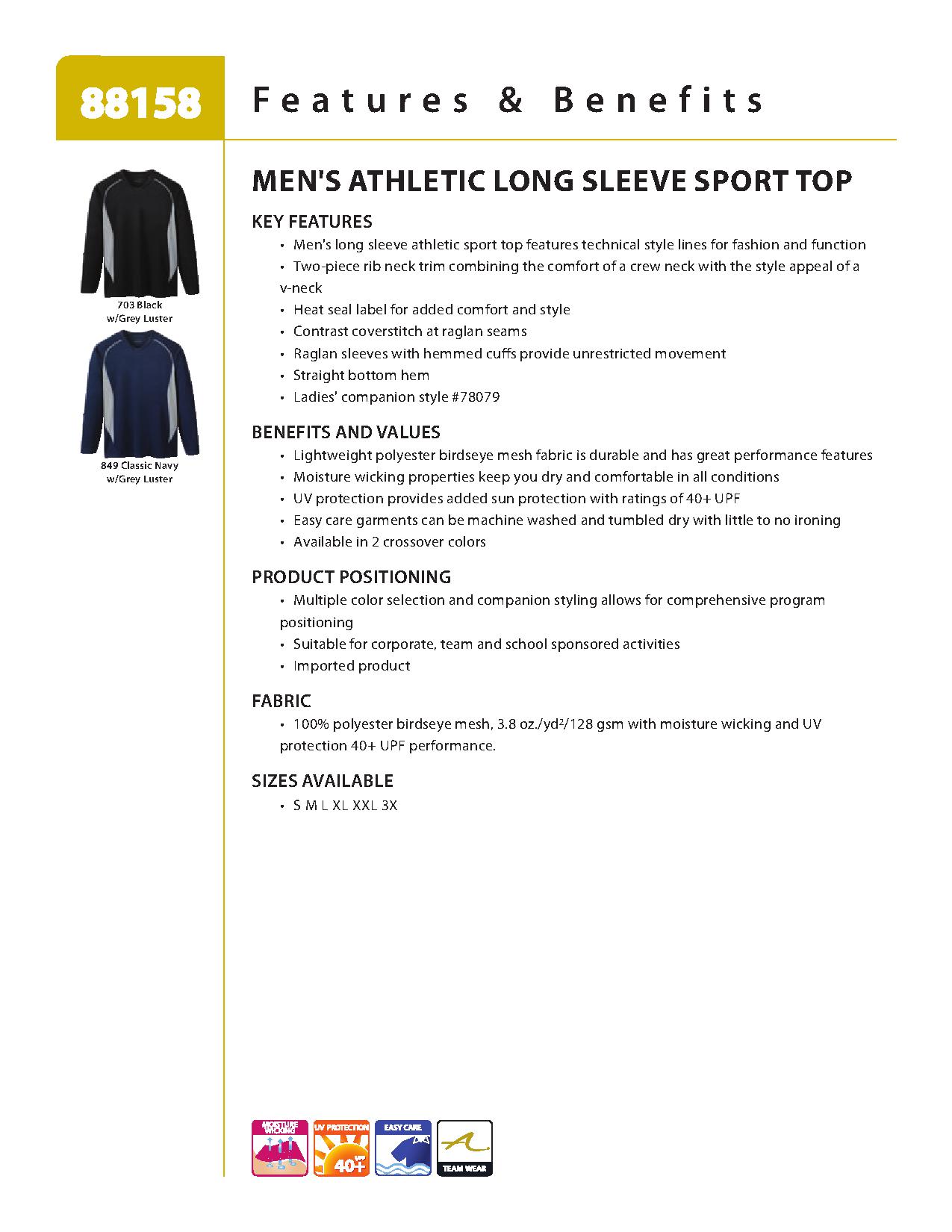 Ash City Lifestyle Performance Tops 88158 - Men's Athletic Long Sleeve Sport Top