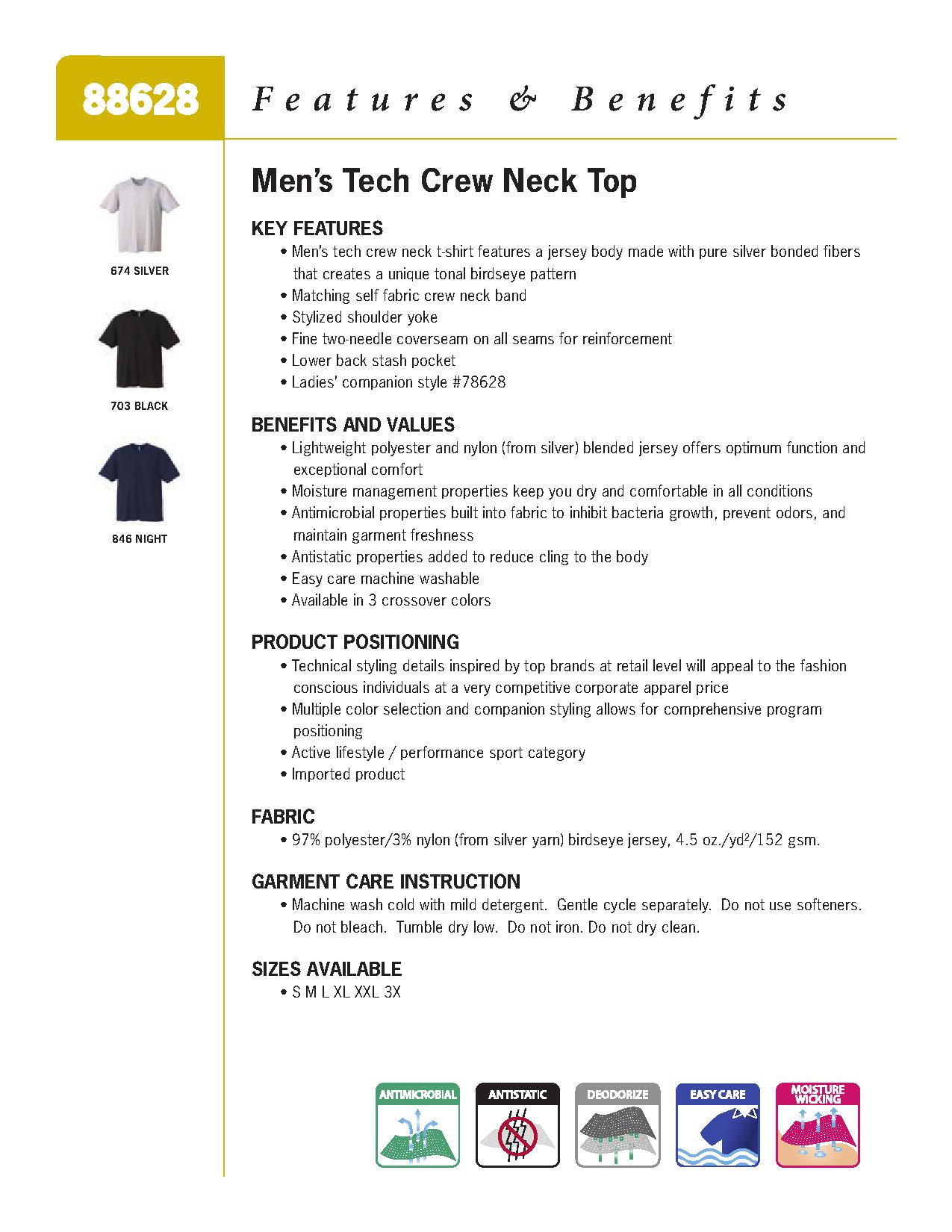 Ash City Lifestyle Performance Tops 88628 - Men's Tech Crew Neck Top