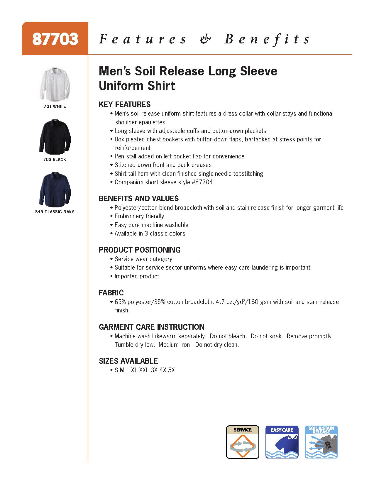Ash City Service 87703 - Men's Soil Release Long Sleeve Uniform Shirt