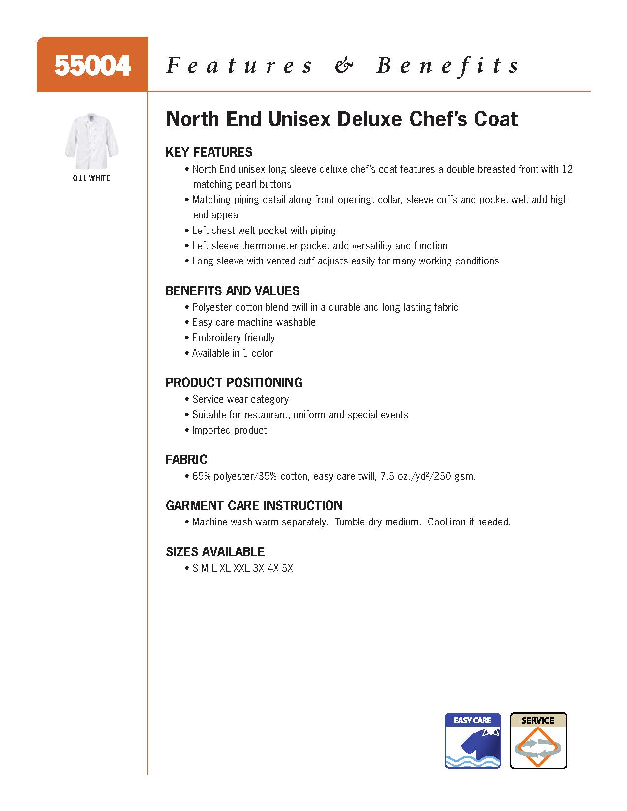 Ash City Twill 55004 - Unisex Deluxe Chef's Coat