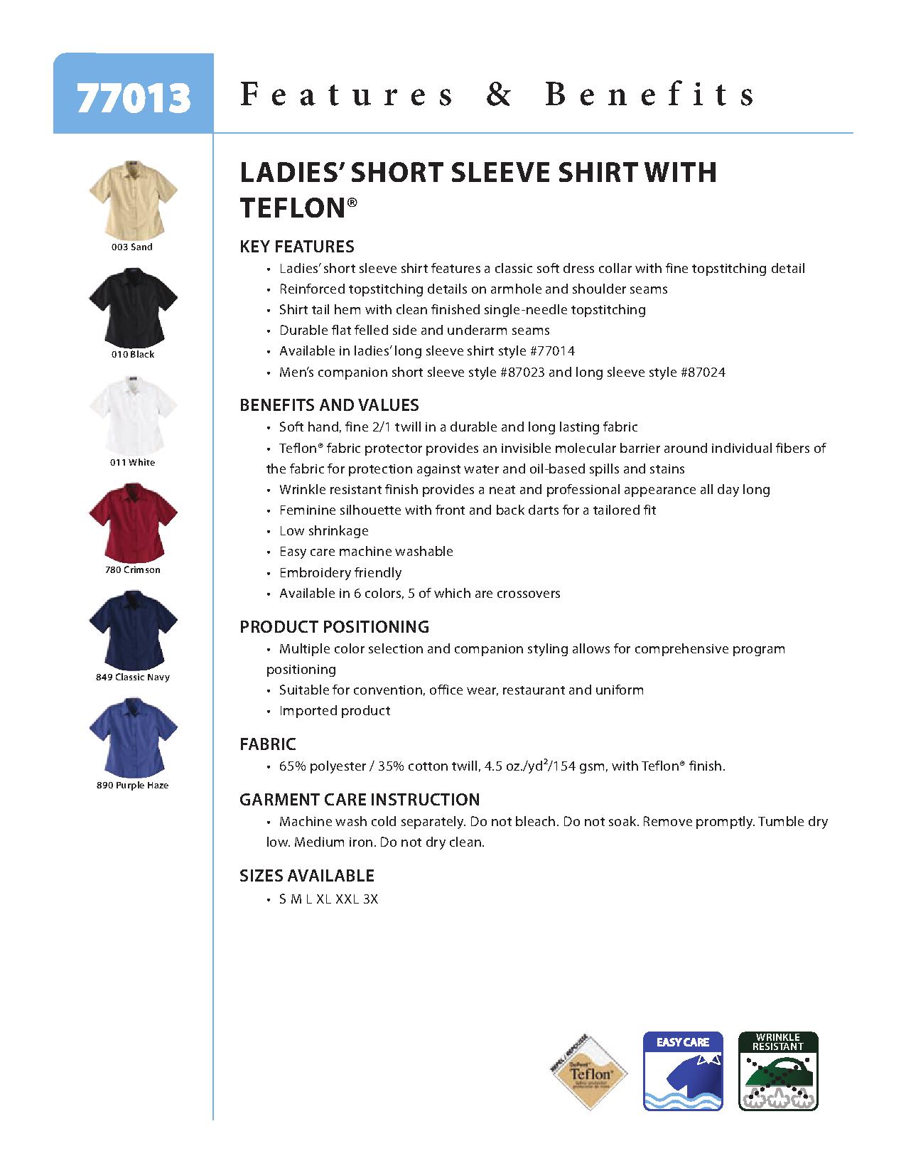 Ash City Twill 77013 - Ladies' Short Sleeve Shirt With Teflon
