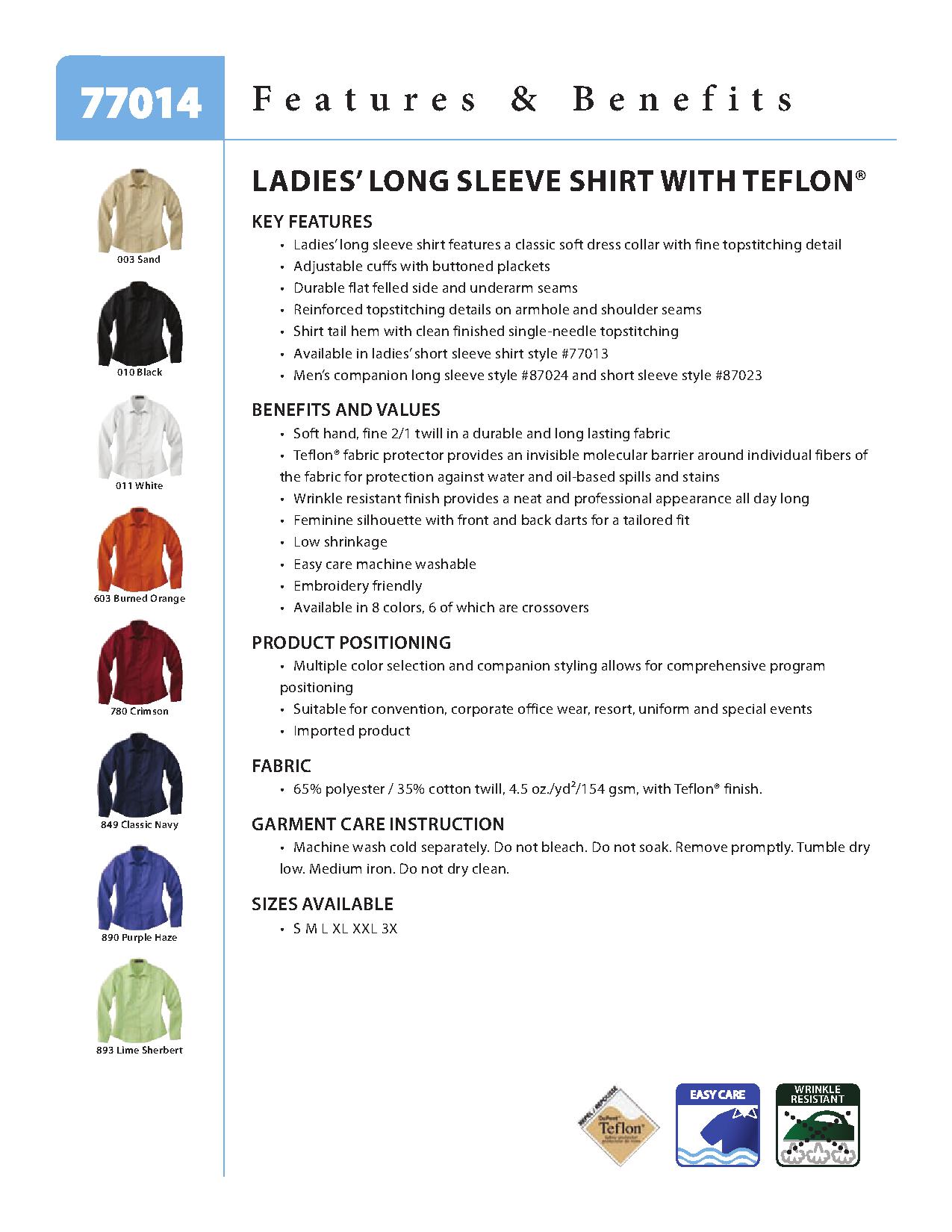 Ash City Twill 77014 - Ladies' Long Sleeve Shirt With Teflon