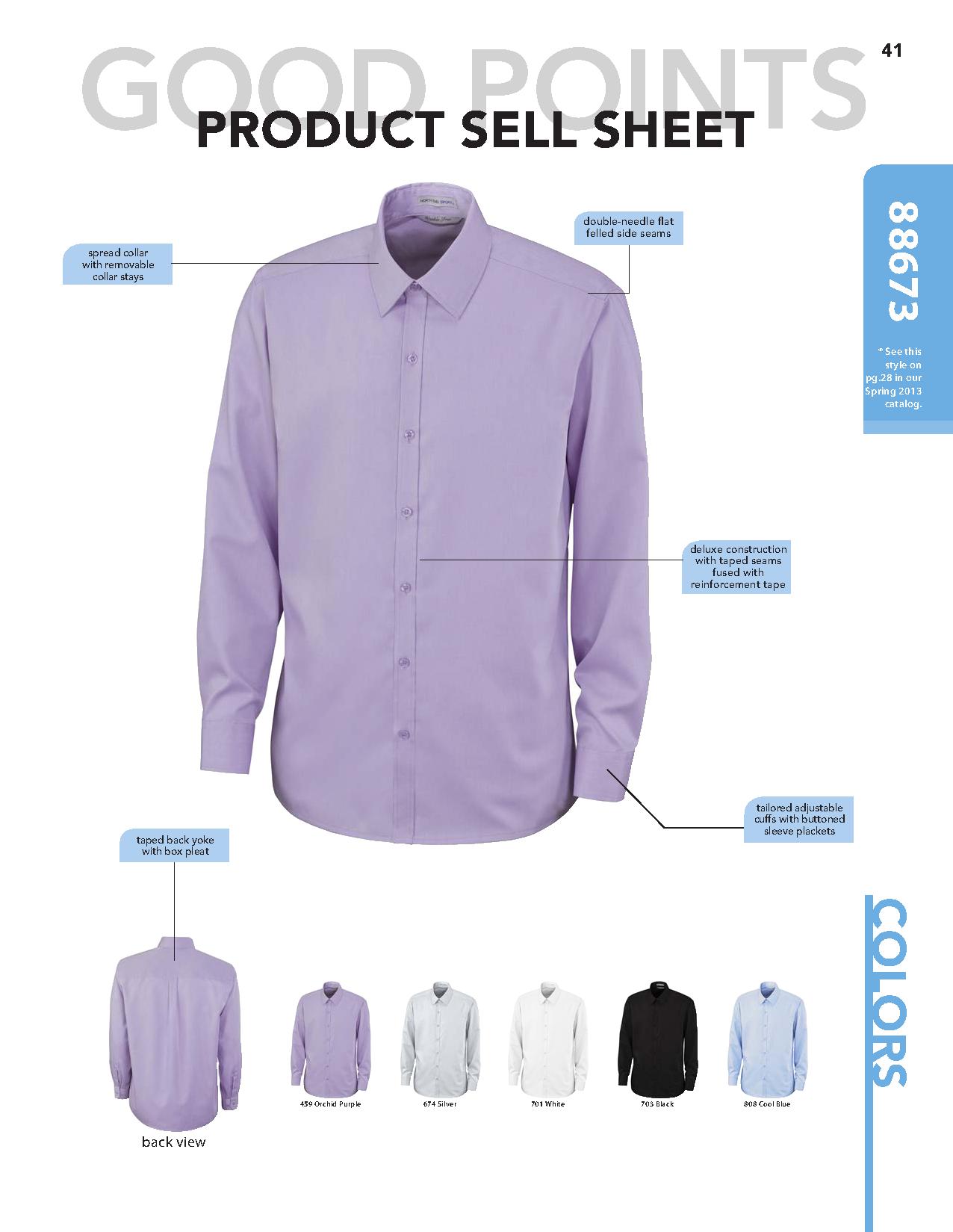 Ash City Wrinkle Free 88673 - Boulevard Men's Wrinkle Free 2-Ply 80's Cotton  Dobby Taped Shirt With Oxford Trim