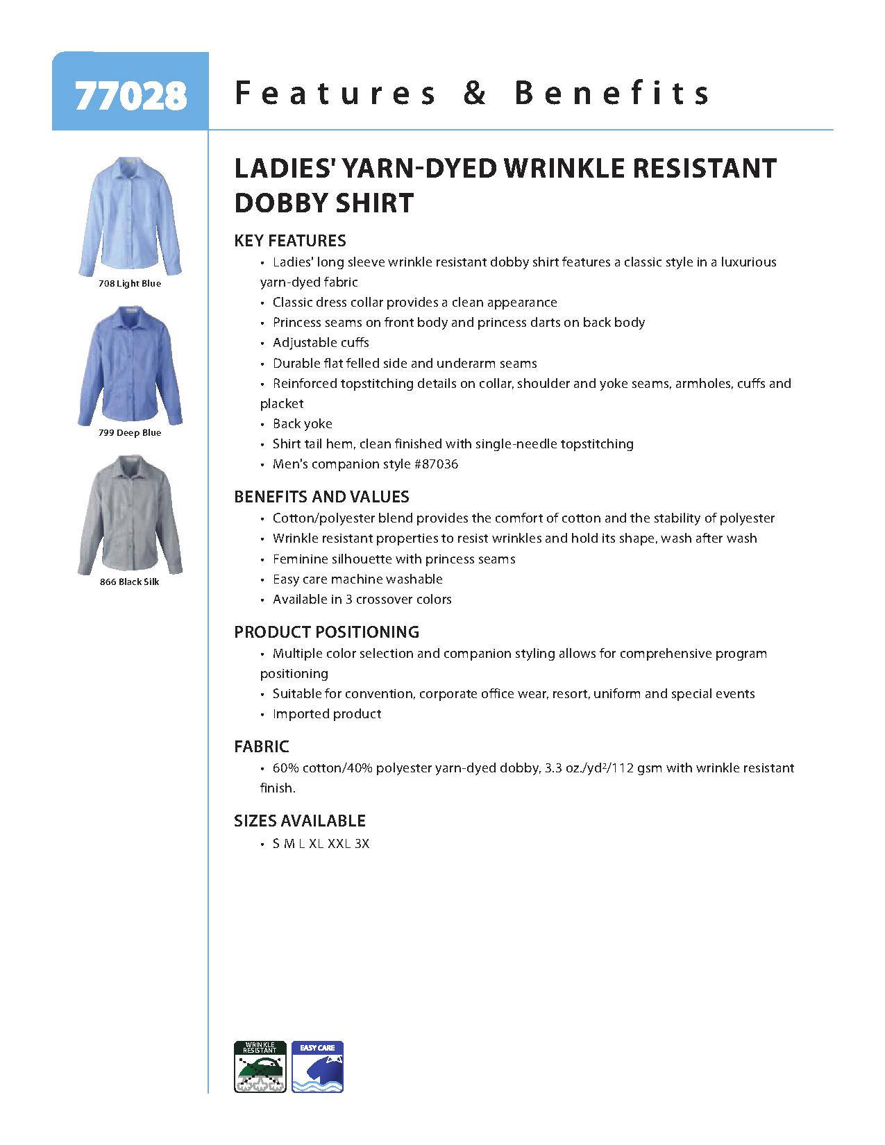 Ash City Wrinkle Resistant 77028 - Ladies' Yarn-Dyed Wrinkle Resistant Dobby Shirt