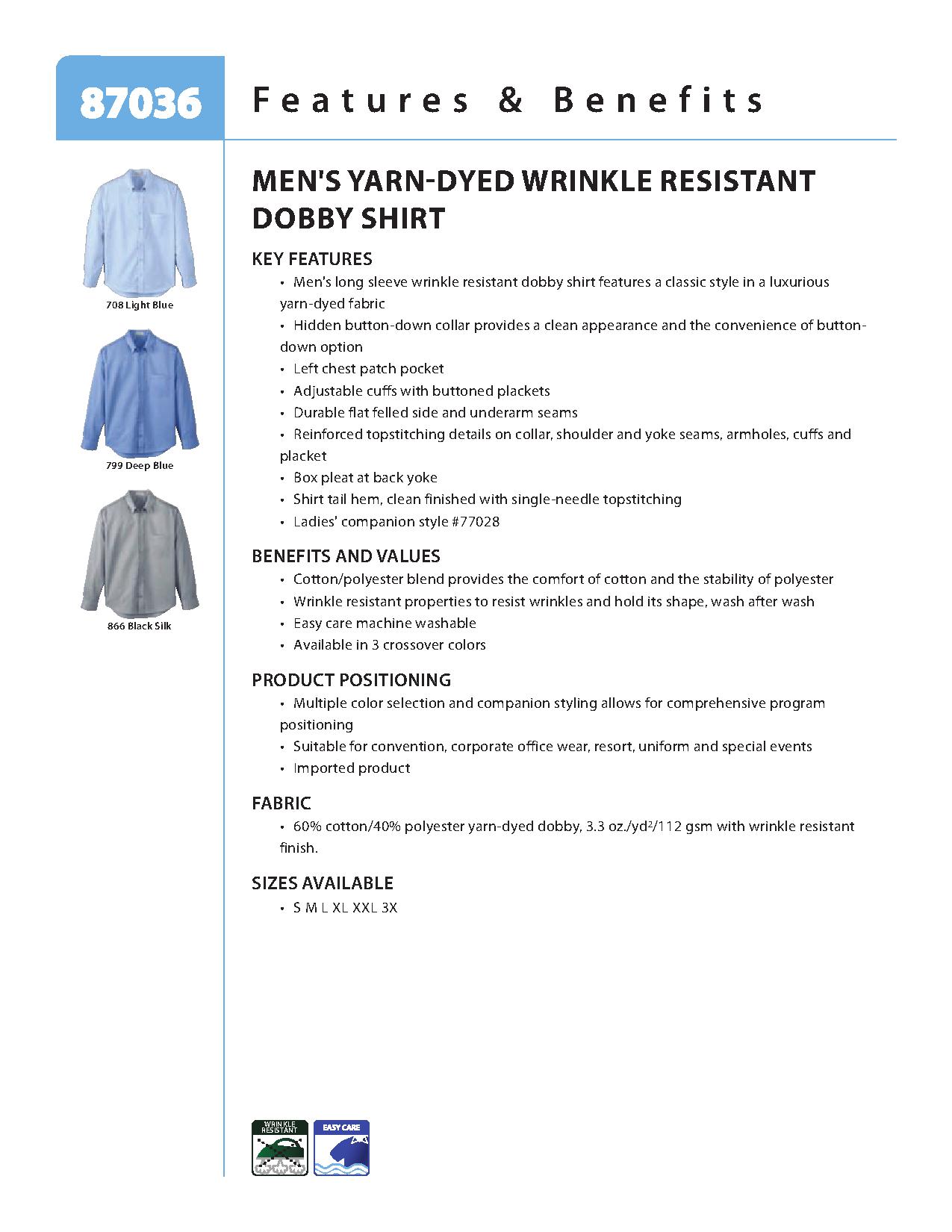 Ash City Wrinkle Resistant 87036 - Men's Yarn-Dyed Wrinkle Resistant Dobby Shirt