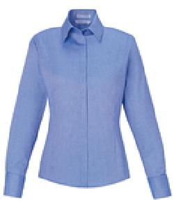Ash City Wrinkle Free 78689 - Refine Ladies' Blue Wrinkle Free 2-Ply 80's Cotton Royal Oxford Dobby Taped Shirt