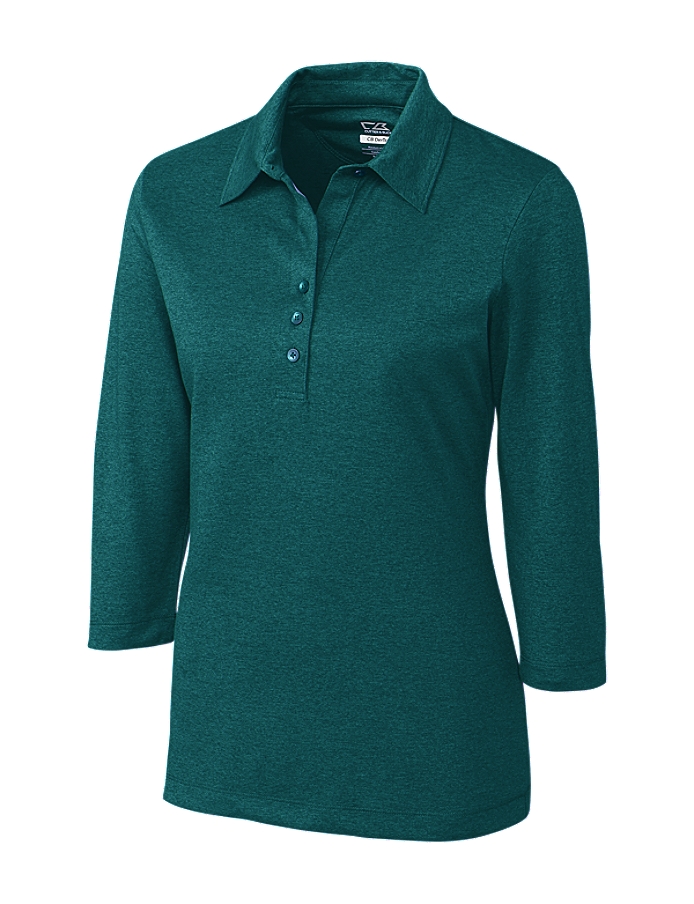 CUTTER & BUCK LCK02593 - Ladies' CB DryTec Three Quarter Sleeve Chelan Polo