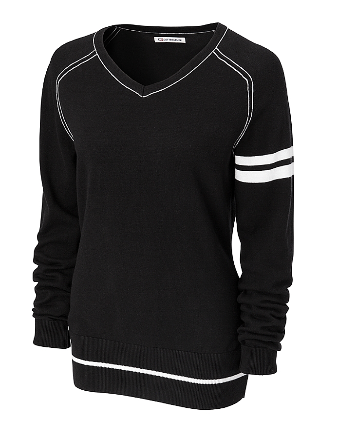 CUTTER & BUCK LCS04761 - Ladies' Clubhouse Sleeve Striped V-neck Sweater