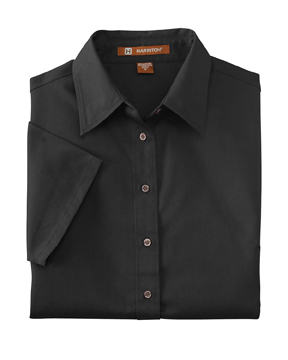 Harriton M500SW Ladies Short-Sleeve Twill Shirt with Stain-Release